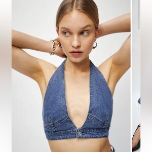 Reformation Gigi Blue Denim Top Size 0